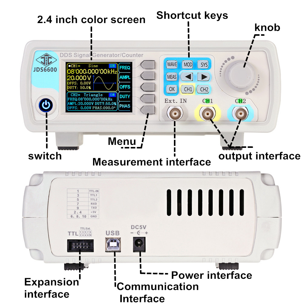 Generatore di Segnali DDS YAO  - Dual Channel Arbitrary Waveform Function Generator 60Mhz recensione e prezzo